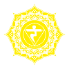 Čakra symbol samolepa tvarovaná 8 cm 3. čakra žlutá