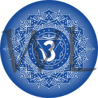 Čakra symbol samolepa kulatá 13 cm 6. čakra tmavě modrá